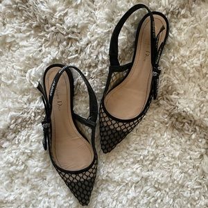 Dior pointed toe fishnet flats